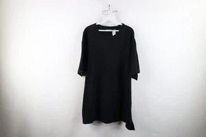 T-shirt vintage anni 90 streetwear donna 3XL cotone bianco sbiadito manica corta nera - Foto 1 di 11