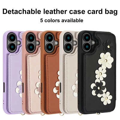 For iPhone 17 Pro Max/16 Plus/15/14/13/12 Leather Wallet Case Card Holder Wrist - Image 1 of 4