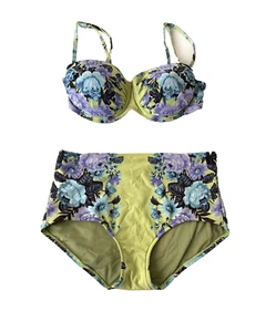 Seafolly Bikini Set Size 10 (Top And Bottom) Abstract Colourful Green Blue - Picture 1 of 17
