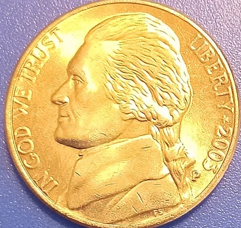 2003 P Jefferson Nickel 5C Brilliant Uncirculated Full Steps! Nickle Ships Free! Cover