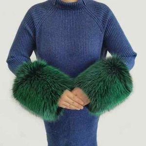 Faux Fur Cuffs Wristband Winter Warmer Arm Wrist Extra Large Fake Fox Fur Sleeve - Picture 1 of 41