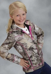 New! Roper Youth Girl's CAMO CAMOUFLAGE JACKET w/ Pink stitching Hood Size S XL - Picture 1 of 4
