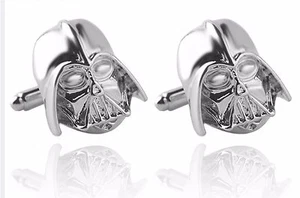 Cufflinks Star Wars Darth Vader 3D Silver Colour Cuff links Silver Star Treck - Picture 1 of 4
