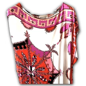 EMILIO PUCCI langes Kleid Kurzarm Blumenmuster rosa orange weiß F/S - Bild 1 von 6