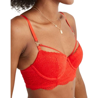Sujetador Balconette Aerie Real Power Paisley Encaje Tirantes - Rojo NUEVO Talla 34C Foto 1 de 4