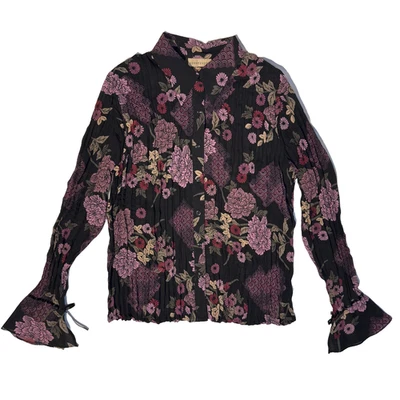 Camisa Apostrophe Rosa y Negra Floral Manga Larga Abotonada - M Foto 1 de 4