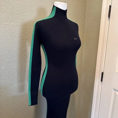 Vestido lacoste Mujer 38 Contraste Banda Tejido Sin Costuras Azul/Verde Foto 1 de 4