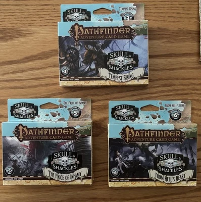 Lote De 3 Barajas Aventura Juego De Cartas Pathfinder Calavera Y Grilletes - Nuevo Foto 1 de 4