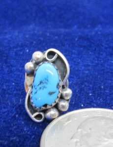 VINTAGE SOUTHWEST TURQUOISE HAT PIN OR TIE TAC STERLING - Picture 1 of 5