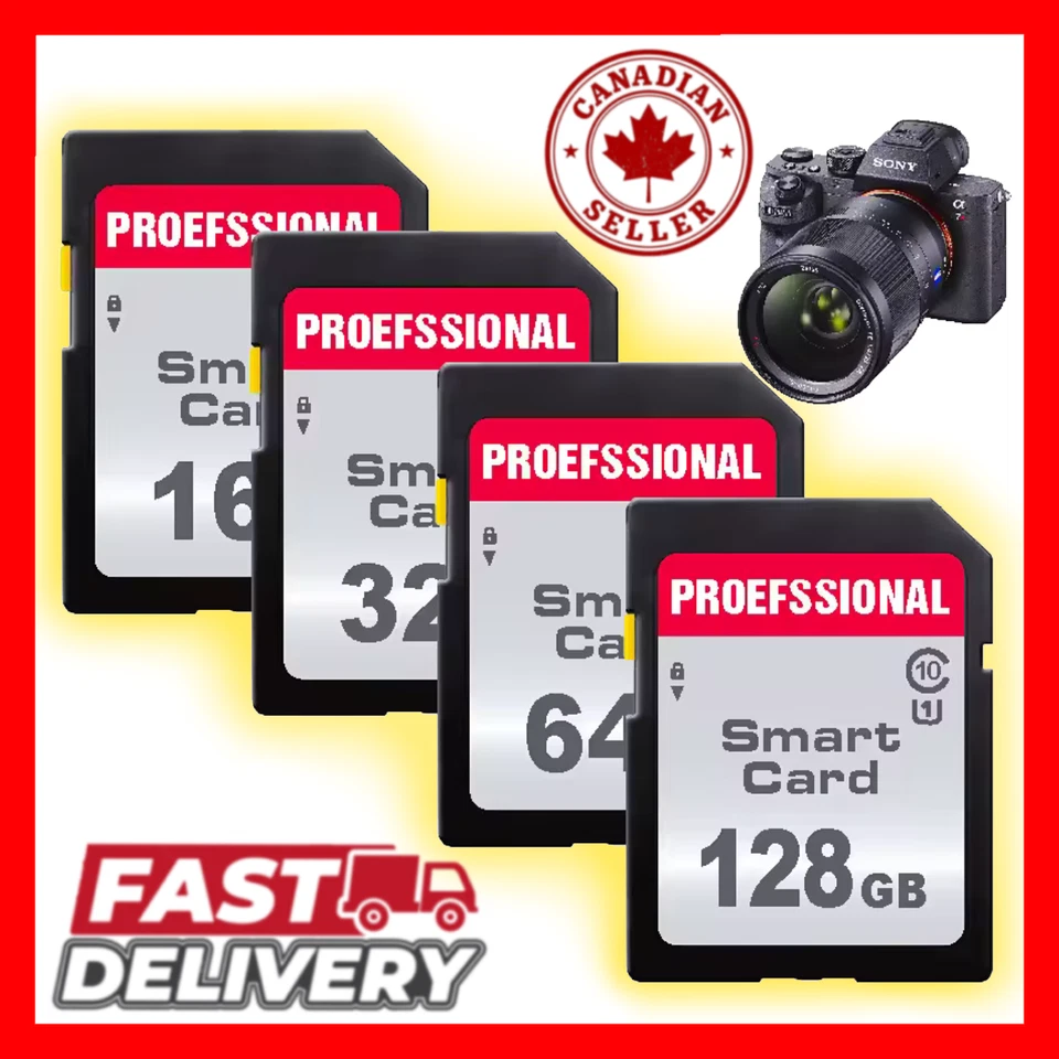 Professional SD Memory Card Class 10 UHS‑I 16/32/64/128/256GB for Nikon Canon - Image 1 of 4