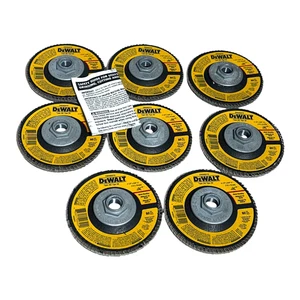 (8) DEWALT DWA8207H 4-1/2" x 5/8"-11 Buje 60 Grano Zirconia Metal Mezcla Solapa Disco - Imagen 1 de 7