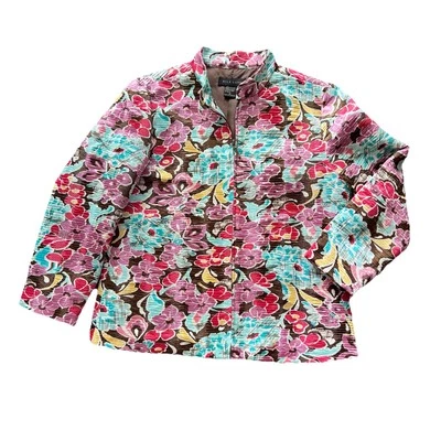 Jaqueta Blazer Seda Land Feminina Marrom Médio Floral Zíper Arte Caprichosa Boho Ruched - Imagem 1 de 4