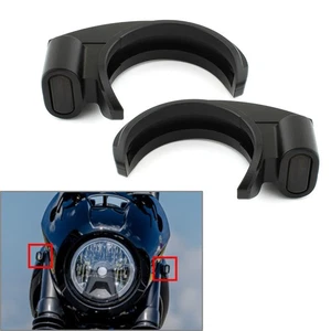 Front Turn Signal Light For Harley 39-41mm Fork Tudes Black Housing Smoke Lens - Picture 1 of 10
