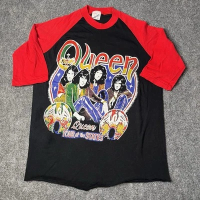 Vtg 1970s Queen Tour Of The States Raglan T-shirt Mens L 70s Concert Band Tee - Image 1 of 4