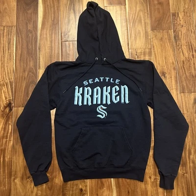 Moletom com capuz Champion Seattle Kraken lã azul escuro médio usado - Imagem 1 de 4