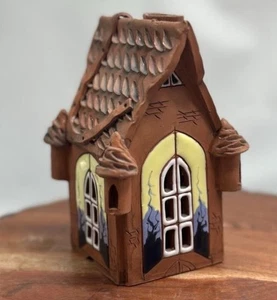 Litauischer Ton Keramik Haus Tee Lichterkette Kerzenhalter Landhaus Volkskunst - Bild 1 von 7