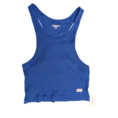 Alexander Wang Cropped Classic Racer Tank Ribbed Womens Large Blue NWT - Image 1 of 4