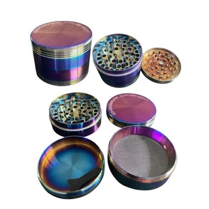 Chromium Crusher 4-Piece Metal spice Grinder Rainbow , Magnetic Lid, - Picture 1 of 7
