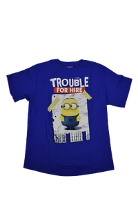 Despicable Me Youth Boys Minion Minions Trouble For Hire Funny Shirt NWT L, XL - Picture 1 of 5