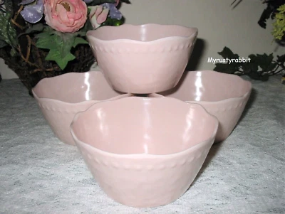 Tommy Bahama Rosa MELAMINA Aperitivo Cuencos Juego de 4 Borde Festoneado Hobnail ~ Nuevo Foto 1 de 3