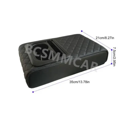 Car Armrest Heighten Pad Car Center Console Armrest Cushion With 2 Cup Holder - Image 1 of 4