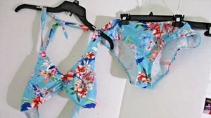 Blue HAWAIIAN FLOWERS BIKINI SWIMSUIT~Women's XL~NWOT - Picture 1 of 6