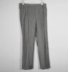 Brooks Brothers 100 % Wolle grau plissiert vorne Hosen elegante Bündchen Hose 36 x 33 - Bild 1 von 4