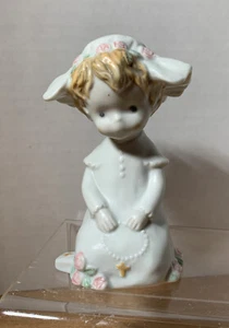 Enesco Kinka 116688 First Communion Kneeling Girl Figurine Japan 1988 Raecath 4" - Imagen 1 de 8
