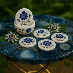 Marble Coaster Set – Luxury Stone Drink Coasters, Elegant Home Bar Decor - Picture 1 of 9