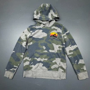 Eddie Bauer Boys Camo Hoodie 10/12 Green Kangaroo Pocket Pullover Sweatshirt - Picture 1 of 11