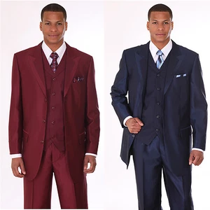 Men's super wool feel Jacket with Fancy Vest 3 button,Pants by Milano Moda 5907V - Picture 1 of 11