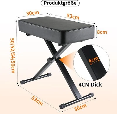 Piano Bank Keyboard Klavier Hocker Sitz Kunstleder höhenverstellbar X-förmiger - Bild 1 von 4