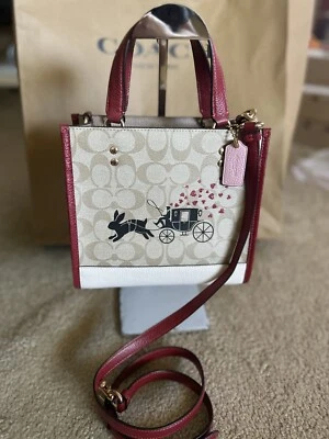 Coach CF404 Lunar New Year Dempsey Tote 22 In Signature Canvas W Rabbit&Carriage - Image 1 of 4