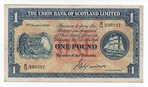 SCOTLAND UNION BANK 1 POUND 1949 PICK S 816 A LOOK SCANS - Picture 1 of 2