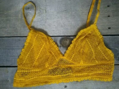 Renda amarela DKNY Bralette feminina pequena em excelente estado usado - Imagem 1 de 4