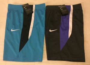 Youth Boys M Medium 2 Piece Lot Gray Turquoise Nike Dri Fit Athletic Shorts NWT