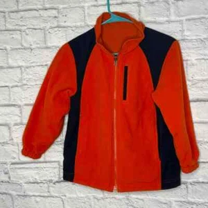 L.L. Bean Kids Jacket S-8 Orange Reversible Fleece Windbreaker 2 in 1 - Picture 1 of 12