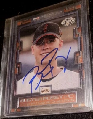 Buster Posey 2008 firmado Tristar Prospects Plus RC Giants 3xWC Foto 1 de 2
