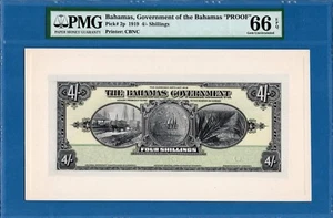 Bahamas, 4 Shillings,1919, Front / Back Proof, Gem UNC-PMG66EPQ, AUNC-PMG55, P2p - Picture 1 of 4