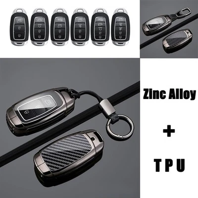 Zinc Alloy TPU Car Key Fob Case Cover Bag For Hyundai Solaris Santa Fe Elantra - Image 1 of 4