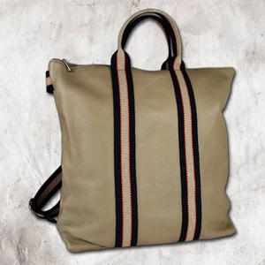 Toscanto Mochila De Ciudad Para Dama De Cuero Y Lona Taupe Azul Beige OTT609RC - Imagen 1 de 8