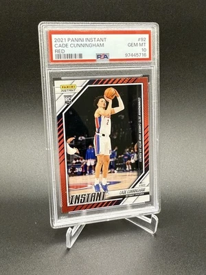 2021-22 Panini Instant Red Cade Cunningham #92 Rookie RC SP 34 /99 PSA 10 - Image 1 of 2