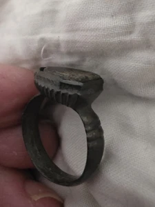 Ancient Roman BRONZE MEDIEVAL Ring With Gem Wearable Size 6 - Picture 1 of 6