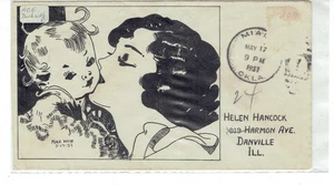 1 RARE ORIGINAL Ace Club Hand painted #395  FDC 1937 Helen Hancock Mack Webb - Picture 1 of 2