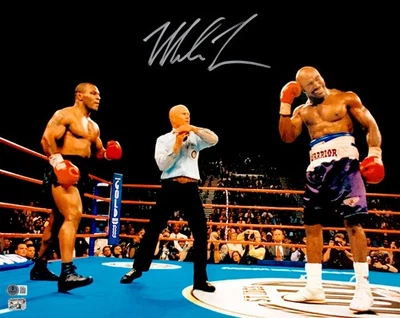Foto firmada por Mike Tyson 16x20 contra Evander Holyfield Beckett Foto 1 de 4