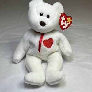 14 de febrero 1994 Ty Original Beanie Babies VALENTINO White Bear Style 4058 con etiquetas 9" - Imagen 1 de 4