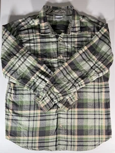 Columbia Shirt Mens Large Green Plaid Flannel Button Long Sleeve Cotton Outdoor - Picture 1 of 10