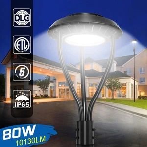 80W Led Post Top Light Outdoor Street Yard Garden Area Lighting Fixture DLC&ETL - Picture 1 of 11