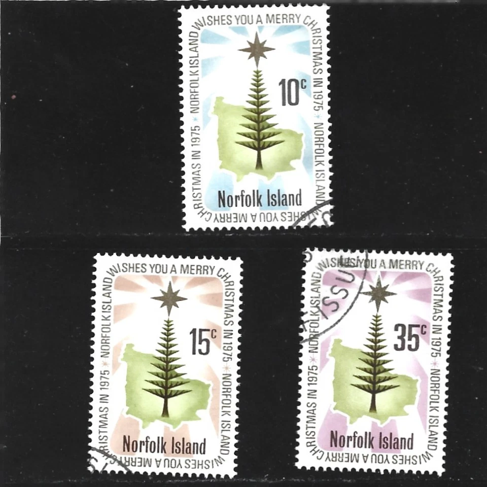Conjunto de 3 CTO de Natal Norfolk Island 1975 - Imagem 1 de 1