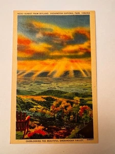 Postcard: Sunset from Skyland, Shenandoah National Park, Virginia linen unposted - Picture 1 of 2
